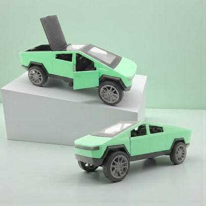 The Flyers Bay 1:32 Scale Die-Cast Metal Futuristic Pickup Truck Toy – with Lights, Sounds, and Pull-Back Action Kids Gift 2 3 4 5 6 Years Girls Boys (Tesla Cybertruck Green)
