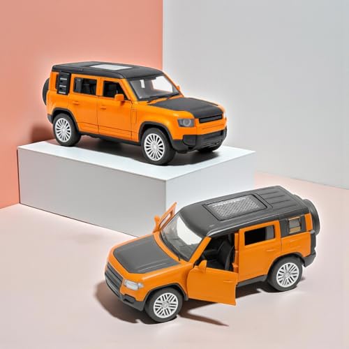 The Flyers Bay 1:32 Scale DieCast Metal Pull-Back Action Openable Doors Premium Land Rover Car Toy for Kids Realistic Miniature Model Gift 2+yrs Girls Boys (Orange)
