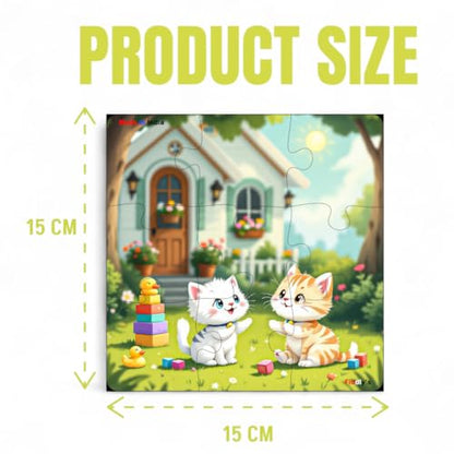 Fiddlys Single Layered Wooden Jigsaw Puzzle Games for Children & Kids -9 Pieces Age 2 3 4 5 6 Year Old Years Old Girls & Boys Animals Jigsaw Puzzle (Pack of 4 PET Animal)