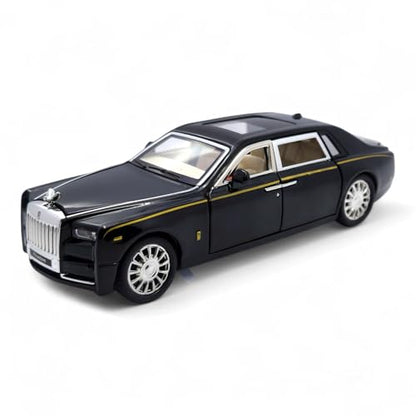 The Flyers Bay 1:32 Scale DieCast Metal Pull-Back Action Openable Doors Premium Rolls-Royce Car Toy for Kids Realistic Miniature Model Gift 2+yrs Girls Boys (Black)