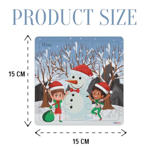 Fiddlys Wooden Jigsaw Puzzles for Kids & Children – 9 Pieces Each, Pack of 4|Double Layered Front & Back Print| Educational Toy for Boys & Girls Age 2 3 4 5 6 Year Old (Seasons Pack of 4)