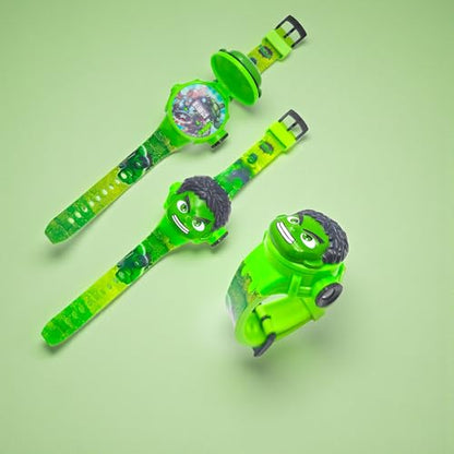 Fiddlys Kids Projection Watch Toy – Cartoon Digital Watch with 6 Image Projector, Adjustable Strap, Birthday Return Gift for Boys & Girls Age 3+ (Green)
