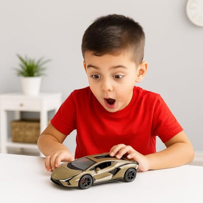The Flyers Bay 1:32 Scale DieCast Metal Pull-Back Action Openable Doors Premium Car Toy for Kids Realistic Miniature Model Gift 2+yrs Girls Boys (Olive Green)