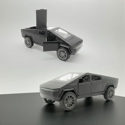 The Flyers Bay 1:32 Scale Die-Cast Metal Futuristic Pickup Truck Toy – with Lights, Sounds, and Pull-Back Action Kids Gift 2 3 4 5 6 Years Girls Boys (Tesla Cybertruck Black)