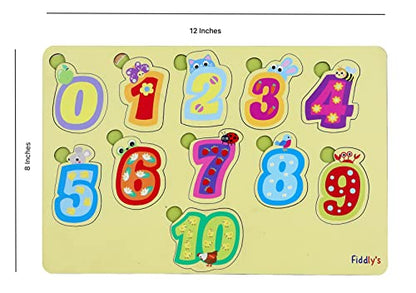 Fiddlys Wooden Learning Educational Puzzle for Kids & Children Age 4+ Double Layered Wooden Puzzles with Bright Front & Back Print (Numbers)