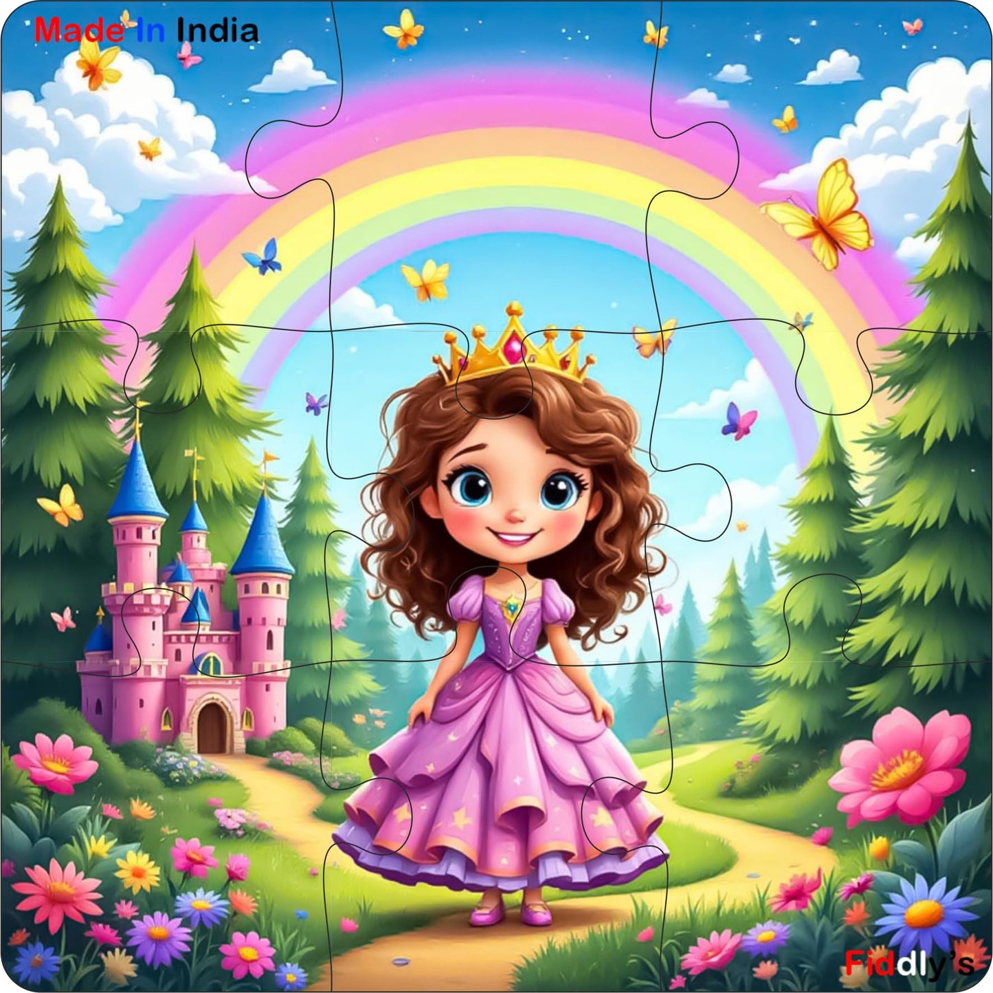 Fiddlys Single Layered Wooden Jigsaw Puzzle Games for Children & Kids -9 Pieces Age 2 3 4 5 6 Year Old Years Old Girls & Boys Animals Jigsaw Puzzle