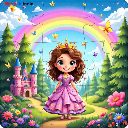 Fiddlys Single Layered Wooden Jigsaw Puzzle Games for Children & Kids -9 Pieces Age 2 3 4 5 6 Year Old Years Old Girls & Boys Animals Jigsaw Puzzle
