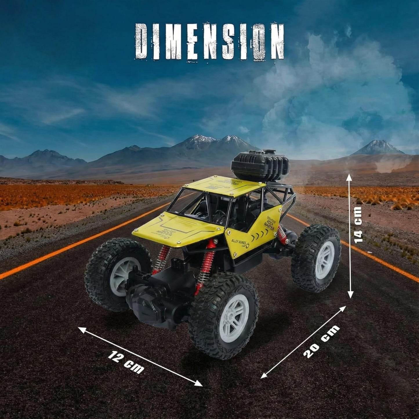 The Flyers Bay Rock Master Remote Control Car with Smoke | 2WD Monster Truck Rock Crawler for Kids | 2.4 GHz RC, Off-Road Suspension, LED Smoke Effect | Rechargeable C-Type Charging