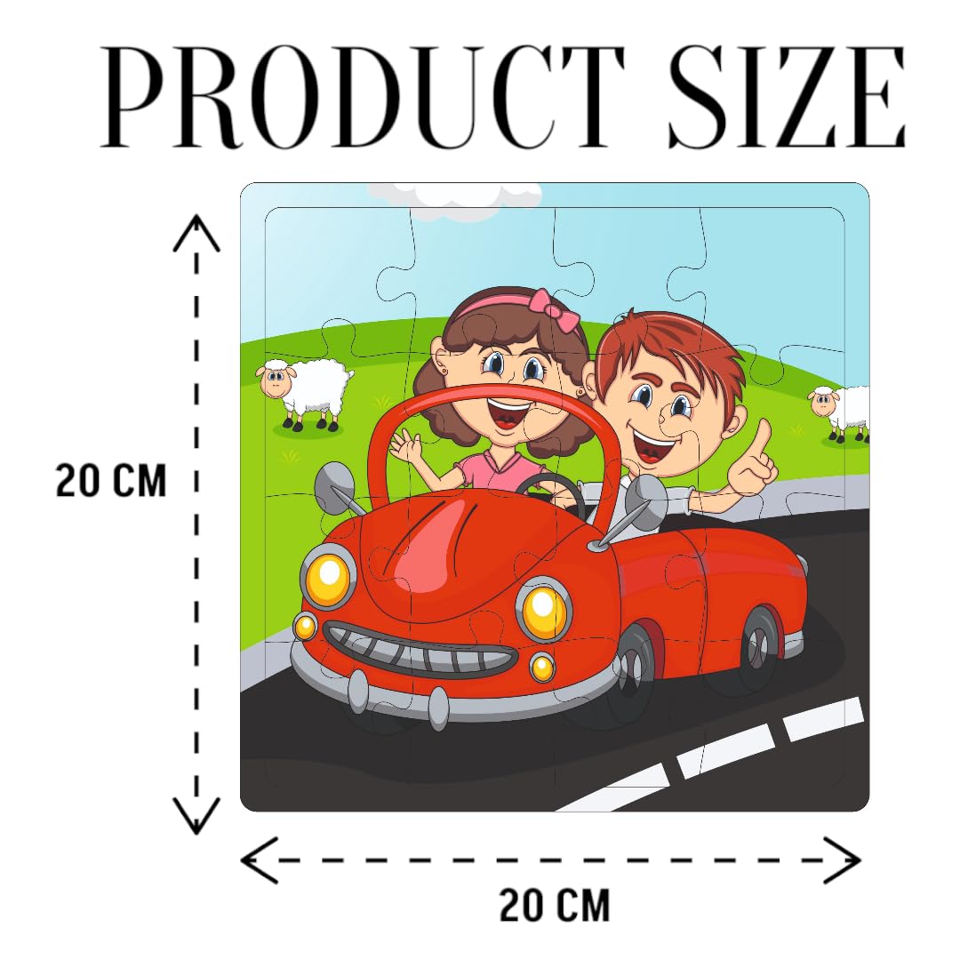 Fiddly's 16-Piece Wooden Jigsaw Puzzles for Kids Ages 3+, Double Layered Wooden Puzzles with Bright Front & Back Print
