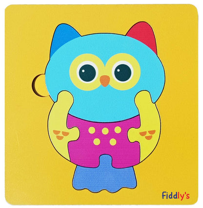 Fiddlys Cute Wooden Toddler Jigsaw Puzzles for Infants & Kids, Eco Friendly Child Kid Montessori Stem Travel Toy