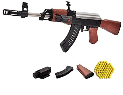 Fiddlys Ak 47 Toy Shooting Gun for Kids with Laser Light and 500 Bullets Guns & Darts (Black)