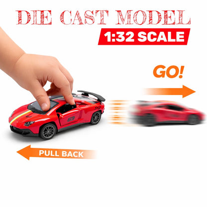The Flyers Bay 1:32 Scale Die-Cast Metal Toy Vehicle for Kids – Pull-Back Action, Openable Doors, Lights & Music | Realistic Miniature | Gift for Boys & Girls 2+ Years