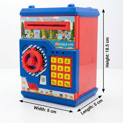 The Flyers Bay Electronic Money Bank & Portable ATM for Kids – Digital Piggy Bank Safe with Simulated Fingerprint Sensor, Password Protection, Lights & Music – Educational Coin & Cash Storage Toy