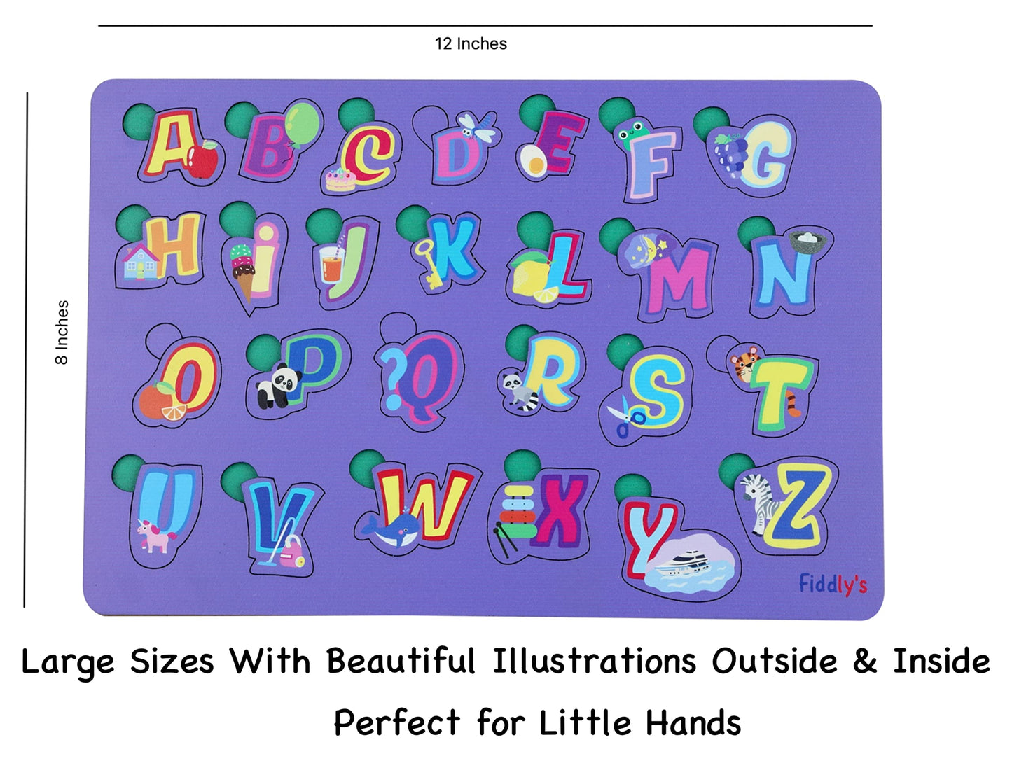 Fiddly's Wooden Puzzle Learning Educational Jigsaw Puzzle 12 Inch x 8 Inch Large Puzzle Toy for Preschool Toddler Kids & Children Age 4+