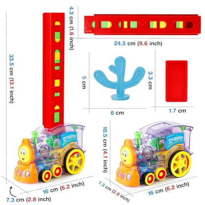 The Flyers Bay Domino Train Toy, 40 Pieces Domino Blocks Set for Kids Educational Game Play Set with Light & Sound Stacking Toy Block Set for 3-7 Year Old Toys for Boys Girls (Battery Not Included)