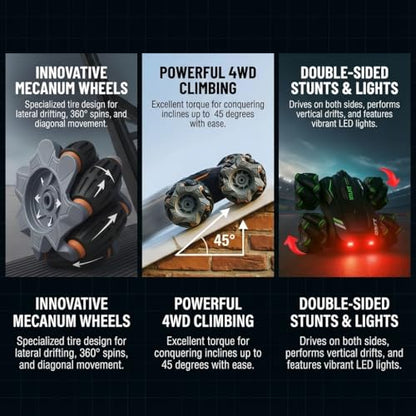 The Flyers Bay 4X4 Remote Control Drift Stunt Car 4WD Racing RC Car 360° Rotating Dual Sided Climbing High-Speed Tumbling Cross-Country Battle Off Road Rechargeable Adults Boy Girl (Drift Stunt CAR)