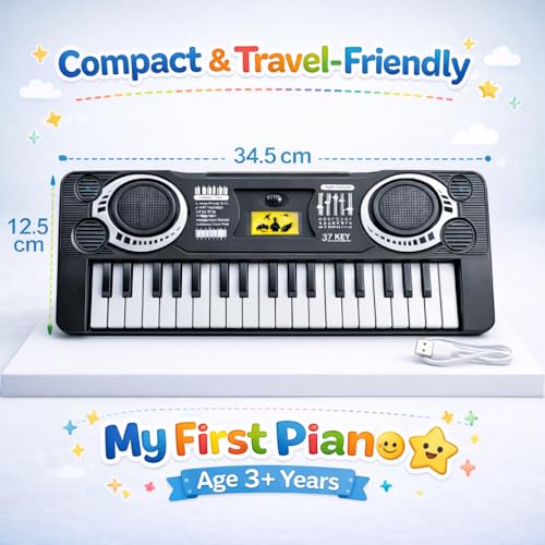 The Flyers Bay 37-Key Mini Electronic Piano for Kids 3+ | Compact Multifunctional Musical Keyboard Toy | Educational Music Learning Toy | Sound, Rhythm & Creativity Development | My First Piano