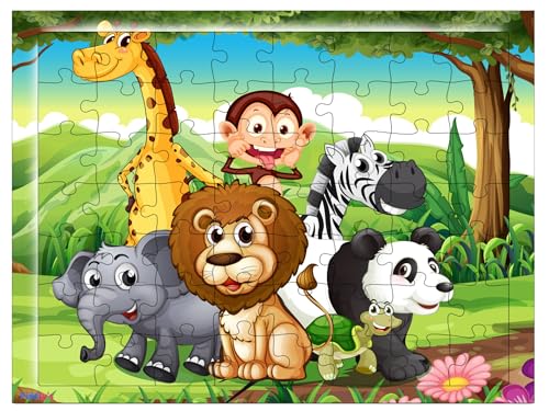 Fiddlys 54 Pcs Wood Jigsaw Puzzles for Kids & Children Age 6+ Double Layered Wooden Puzzles with Bright Front & Back Print Puzzle for Kids-Educational Toy (Animal+Sea)