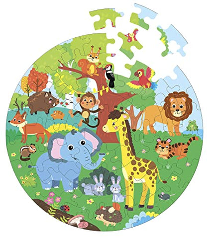 Fiddlys Creative Wooden Jigsaw Puzzle for Kids | 66 Pieces Educational Single Layer Puzzle | Fun & Learning Toy for Children Ages 3+ (Animal World)