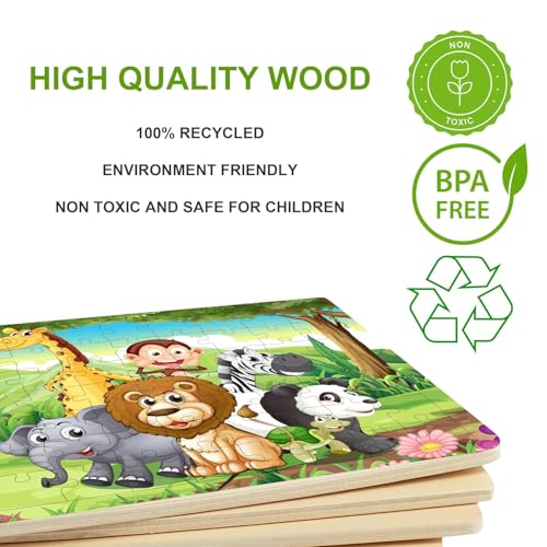 Fiddlys 54 Pcs Wood Jigsaw Puzzles for Kids & Children Age 6+ Double Layered Wooden Puzzles with Bright Front & Back Print Puzzle for Kids-Educational Toy (Bunny)