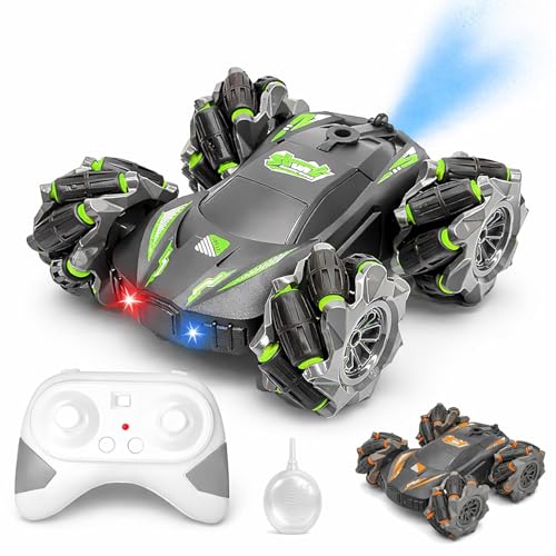 The Flyers Bay 4X4 RC Drift Smoke Stunt Car, 2.4GHz Remote Control 360° Rotating Double-Sided 4WD Racing Car, High-Speed Tumbling Off-Road Climbing Rechargeable RC Car for Kids Boys Girls