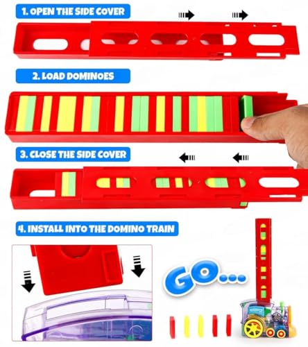 The Flyers Bay Domino Train Toy, 40 Pieces Domino Blocks Set for Kids Educational Game Play Set with Light & Sound Stacking Toy Block Set for 3-7 Year Old Toys for Boys Girls (Battery Not Included)