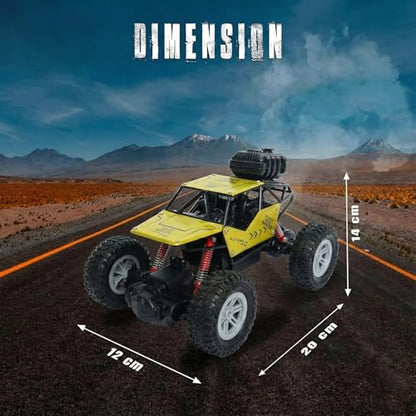 The Flyers Bay Rock Master Remote Control Car with Smoke | 4WD Monster Truck Rock Crawler for Kids | 2.4 GHz RC, Off-Road Suspension, LED Smoke Effect | Rechargeable C-Type Charging (Yellow)