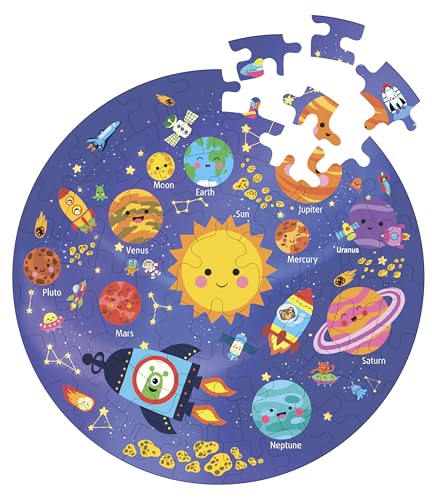 Fiddlys Creative Wooden Jigsaw Puzzle for Kids | 66 Pieces Educational Single Layer Puzzle | Fun & Learning Toy for Children Ages 3+ (Solar System)