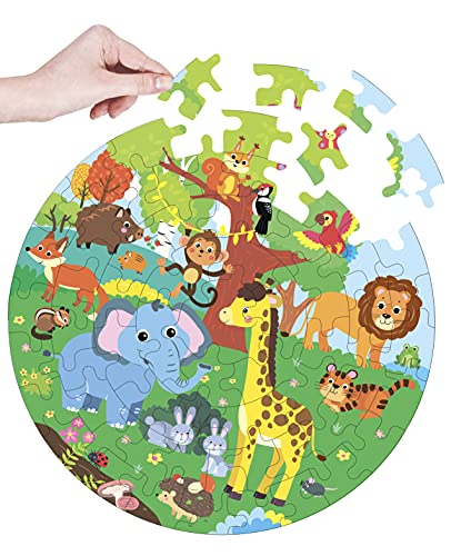 Fiddlys Creative Wooden Jigsaw Puzzle for Kids | 66 Pieces Educational Single Layer Puzzle | Fun & Learning Toy for Children Ages 3+ Pack of 2(Sea World & Animal World)