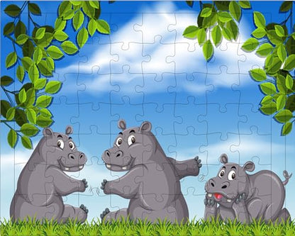 Fiddlys 54 Pcs Wood Jigsaw Puzzles for Kids & Children Age 6+ Double Layered Wooden Puzzles with Bright Front & Back Print Puzzle for Kids-Educational Toy (Wild Animals Pack of 3)
