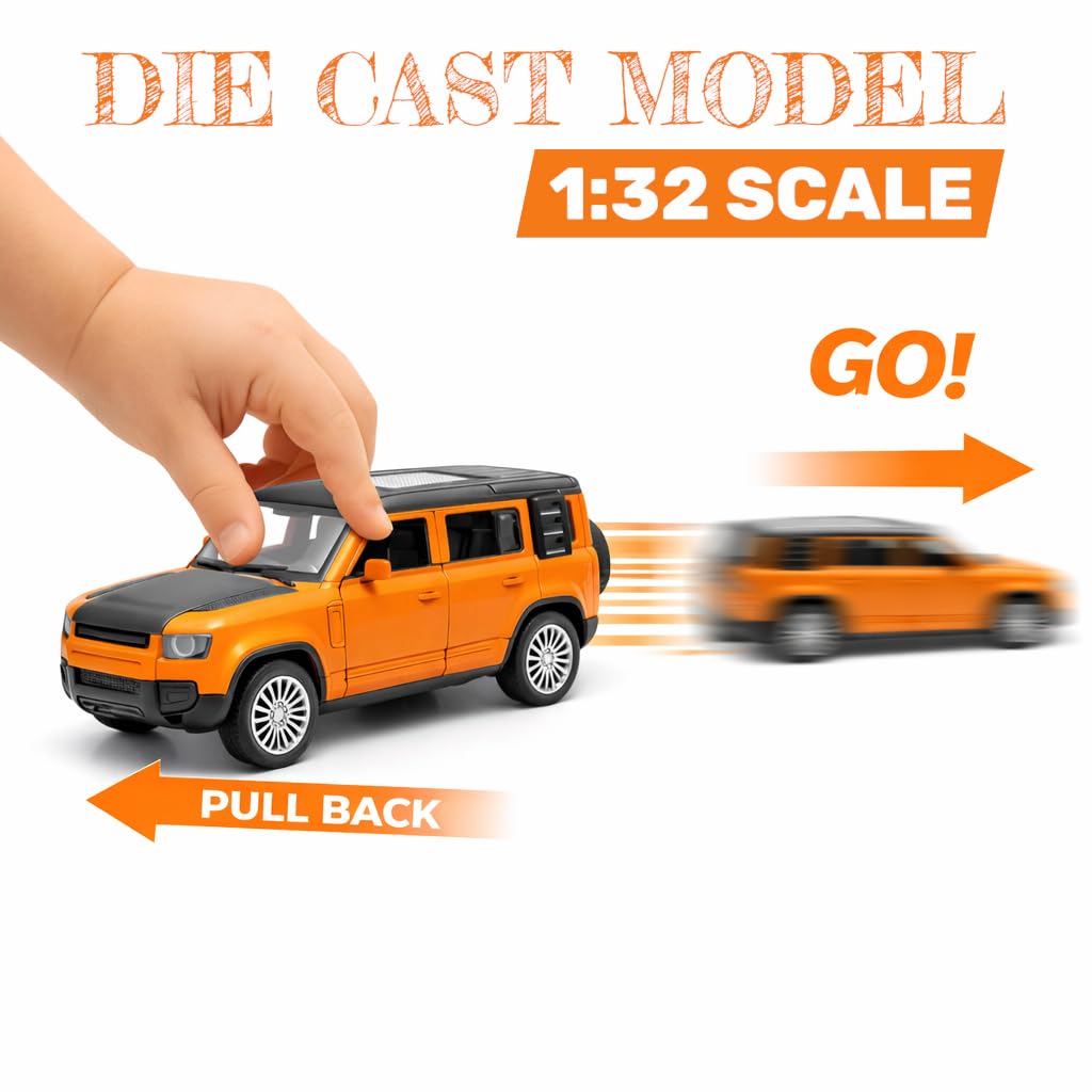 The Flyers Bay 1:32 Scale Die-Cast Metal Toy Vehicle for Kids – Pull-Back Action, Openable Doors, Lights & Music | Realistic Miniature | Gift for Boys & Girls 2+ Years
