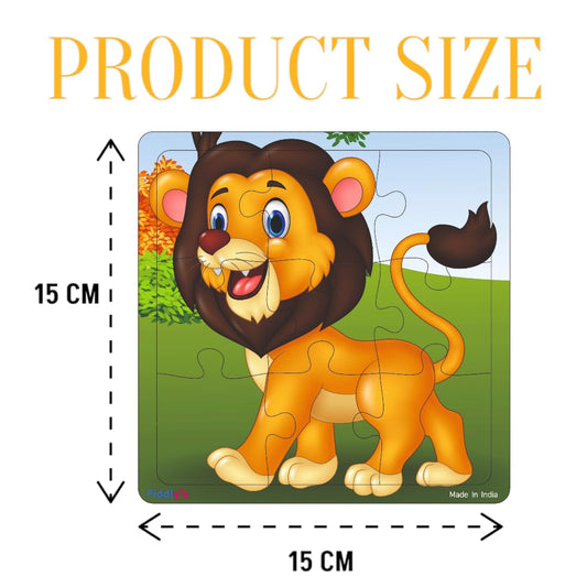 Fiddlys Wooden Jigsaw Puzzles for Kids & Children – 9 Pieces Each | Double Layered Puzzles with Bright Front & Back Print | Educational Toy for Boys & Girls Age 2 3 4 5 6 Year