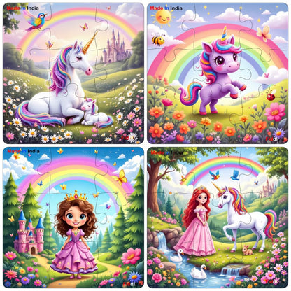 Fiddlys Single Layered Wooden Jigsaw Puzzle Games for Children & Kids -9 Pieces Age 2 3 4 5 6 Year Old Years Old Girls & Boys Animals Jigsaw Puzzle