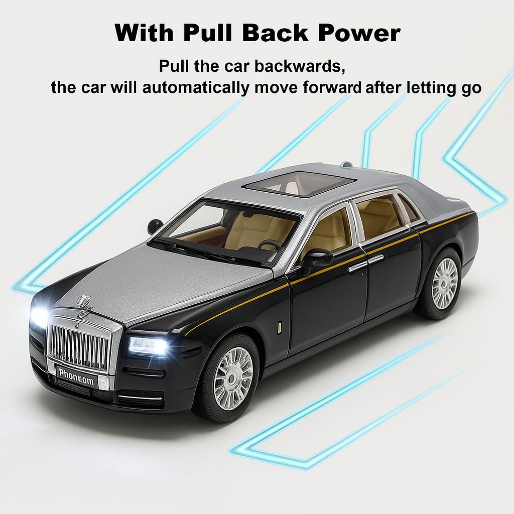 The Flyers Bay 1:32 Die-Cast Rolls-Royce Style Car Toy with Pull-Back Action, Lights & Music, Openable Doors – Premium Metal Miniature Model for Kids 2+ Years