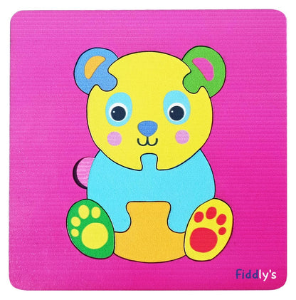 Fiddlys Cute Wooden Toddler Jigsaw Puzzles for Infants & Kids, Eco Friendly Child Kid Montessori Stem Travel Toy
