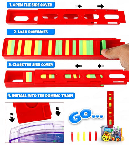 The Flyers Bay Domino Train Toy, 40 Pieces Domino Blocks Set for Kids Educational Game Play Set with Light & Sound Stacking Toy Block Set for 3-7 Year Old Toys for Boys Girls (Battery Not Included)