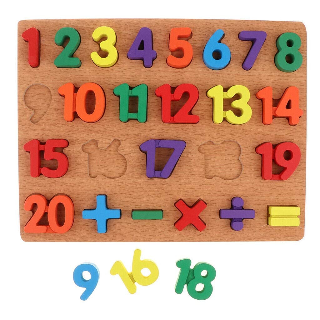 Fiddlys Wooden Counting Numbers (1 to 20) Educational Toy Tray for Kids