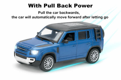 The Flyers Bay 1:32 Scale DieCast Metal Pull-Back Action Openable Doors Premium Land Rover Car Toy for Kids Realistic Miniature Model Gift 2+yrs Girls Boys (Blue)