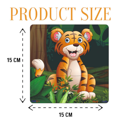 Fiddlys Wooden Jigsaw Puzzles for Kids & Children – 9 Pieces Each, Pack of 6|Double Layered Front & Back Print| Educational Toy for Boys & Girls Age 2 3 4 5 6 Year Old (Wild & Pets Animal)