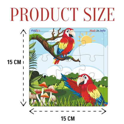 Fiddlys Wooden Jigsaw Puzzles for Kids & Children – 9 Pieces Each, Pack of 6|Double Layered Front & Back Print| Educational Toy for Boys & Girls Age 2 3 4 5 6 Year Old (Birds, Bear & Bee's)