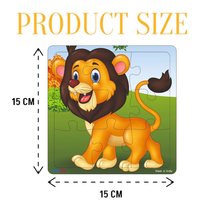 Fiddlys Wooden Jigsaw Puzzles for Kids & Children – 9 Pieces Each, Pack of 6|Double Layered Front & Back Print| Educational Toy for Boys & Girls Age 2 3 4 5 6 Year Old (Pack of 6 Animal)