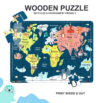 Fiddlys 40 Pcs Paperless Wooden Jigsaw Puzzle for Boys & Girls Learning Educational Toy for 4 Years and Above