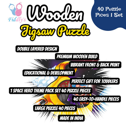 Fiddlys 40 Pcs Paperless Wooden Jigsaw Puzzle for Boys & Girls Learning Educational Toy for 4 Years and Above