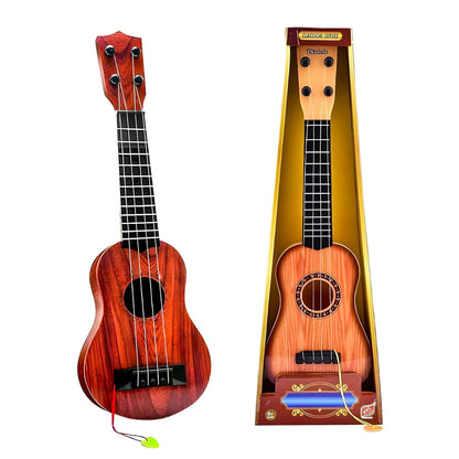 The Flyers Bay 4 Strings Acoustic Guitar Toy for Kids, Educational Musical Instrument for Beginners, Learning Music Toy with Sound, 6+ Years, Brown, 22 Inches