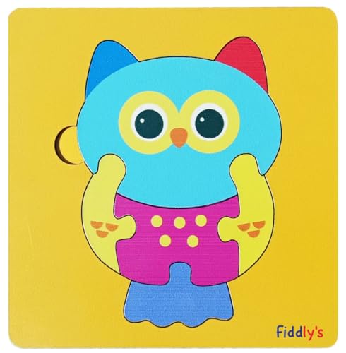 Fiddlys Cute Wooden Toddler Jigsaw Puzzles for Infants & Kids, Eco Friendly Child Kid Montessori Stem Travel Toy