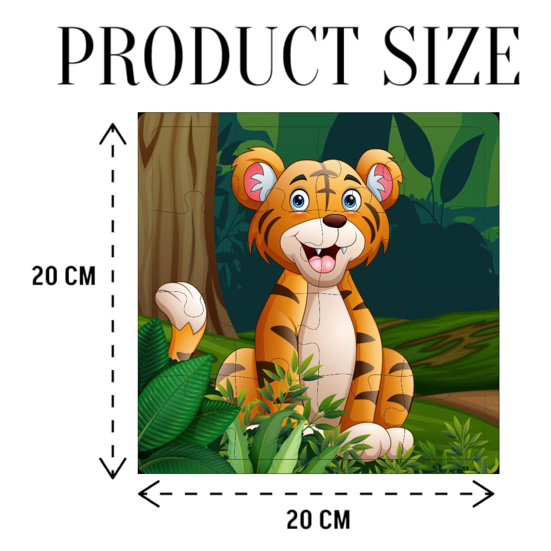 Fiddly's 16-Piece Wooden Jigsaw Puzzles for Kids Ages 3+, Double Layered Wooden Puzzles with Bright Front & Back Print
