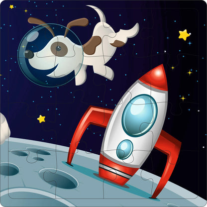 Fiddly's 16-Piece Wooden Jigsaw Puzzles for Kids Ages 3+, Double Layered Wooden Puzzles with Bright Front & Back Print
