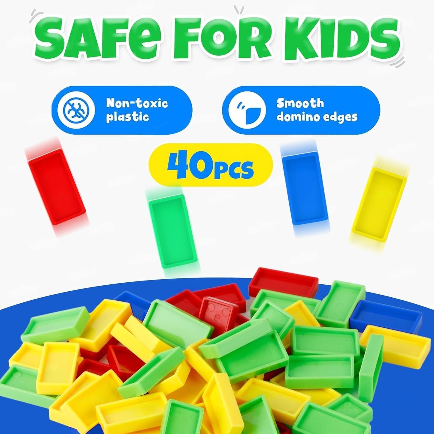 The Flyers Bay Domino Train Toy, 40 Pieces Domino Blocks Set for Kids Educational Game Play Set with Light & Sound Stacking Toy Block Set for 3-7 Year Old Toys for Boys Girls (Battery Not Included)