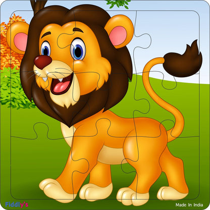 Fiddlys Wooden Jigsaw Puzzles for Kids & Children – 9 Pieces Each, Pack of 6|Double Layered Front & Back Print| Educational Toy for Boys & Girls Age 2 3 4 5 6 Year Old (Pack of 6 Animal)