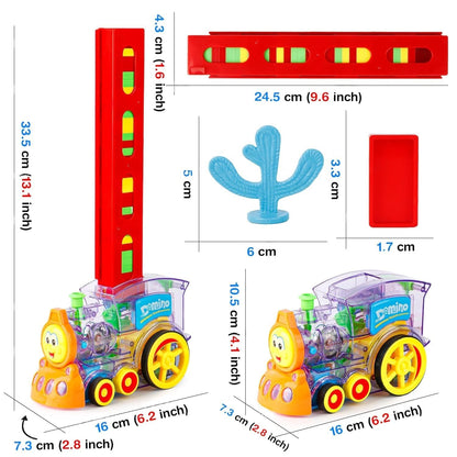 The Flyers Bay Domino Train Toy, 40 Pieces Domino Blocks Set for Kids Educational Game Play Set with Light & Sound Stacking Toy Block Set for 3-7 Year Old Toys for Boys Girls (Battery Not Included)